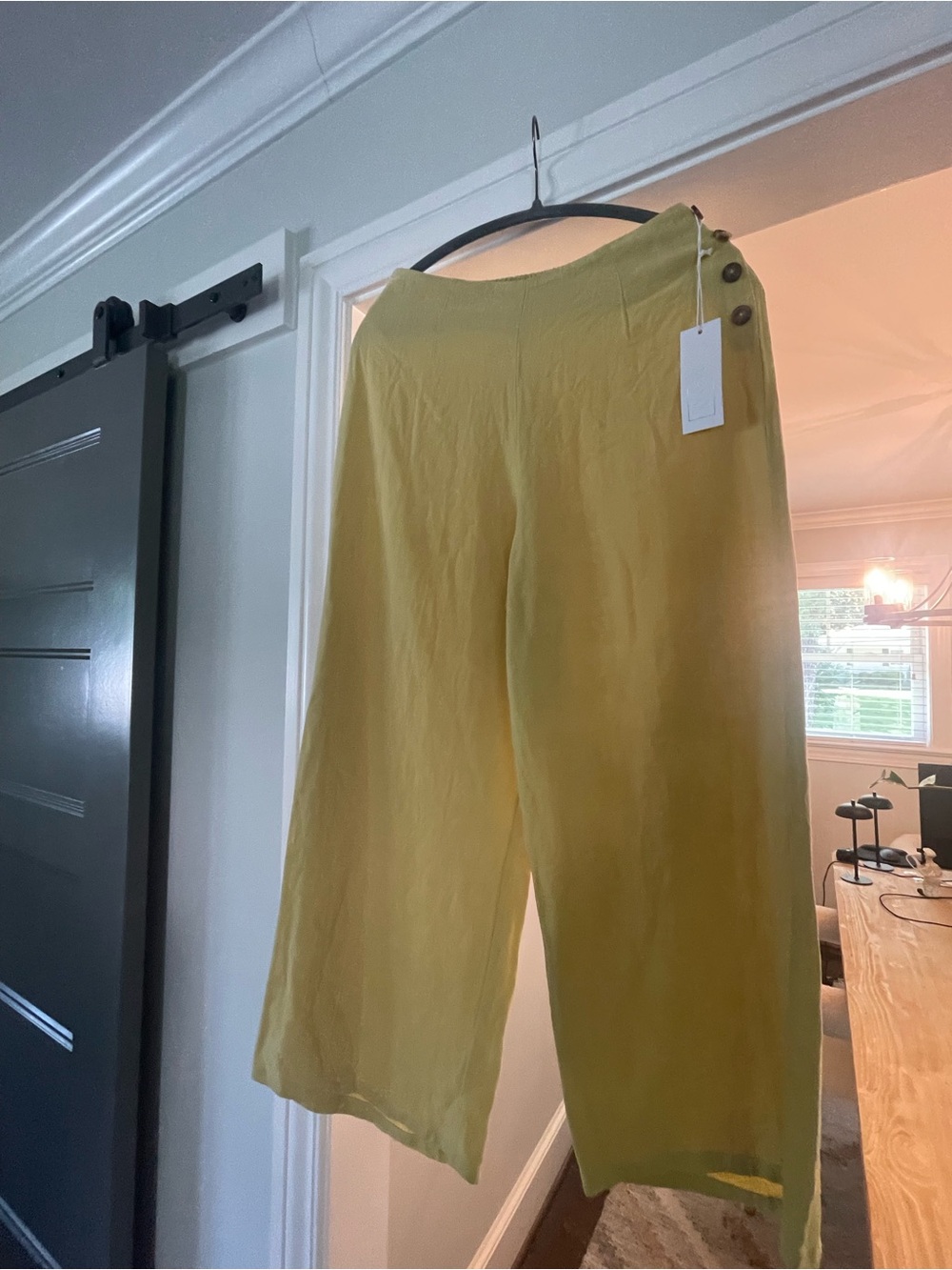 NWT Yellow Wide Leg Linen/Rayon crop  wide leg Pants M